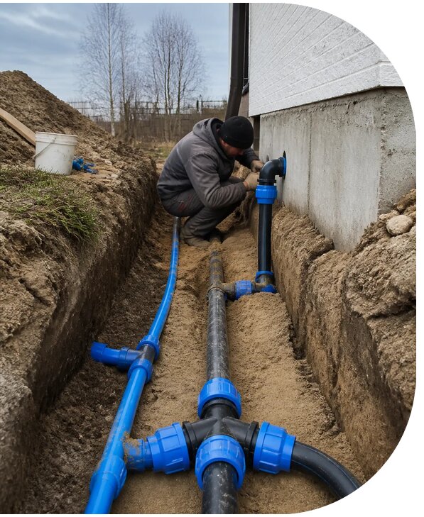 Монтаж наружного водопровода на участке под ключ в Саратове